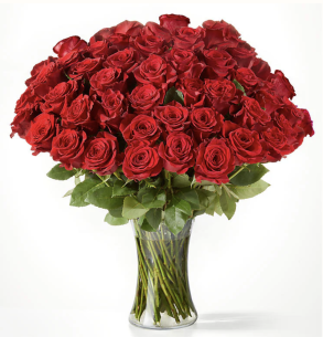 50 ROSES WITH VASE..