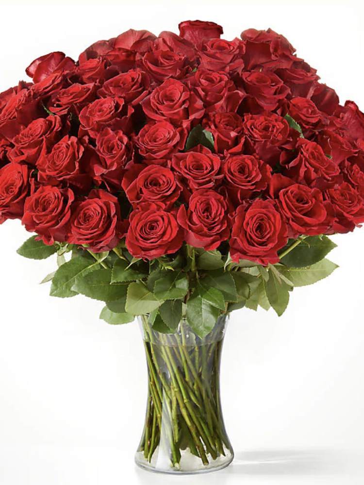 50 ROSES WITH VASE..