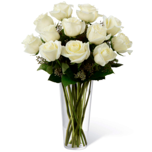 Rosas Brancas 12 em Vaso..