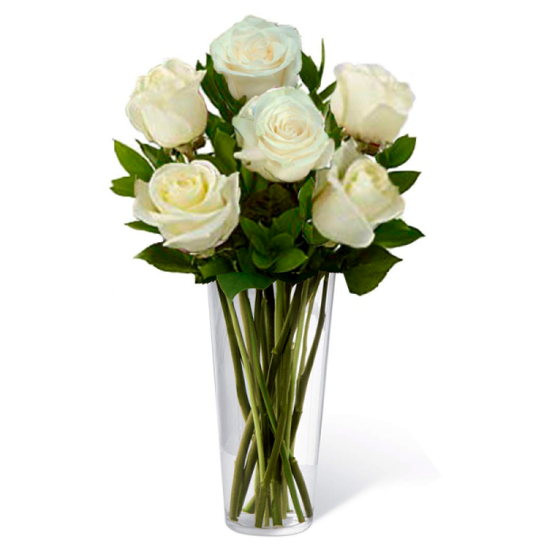 Rosas Brancas 6 em Vaso..